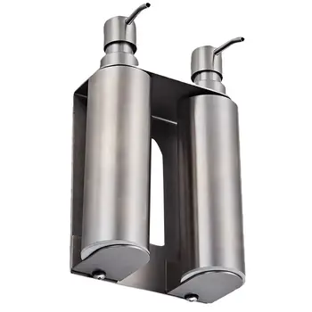 

Hand Press Soap Dispenser Wall-mounted Liquid Soap Holder Refillable Stainless Steel Empty Soap Container for Home Hotel