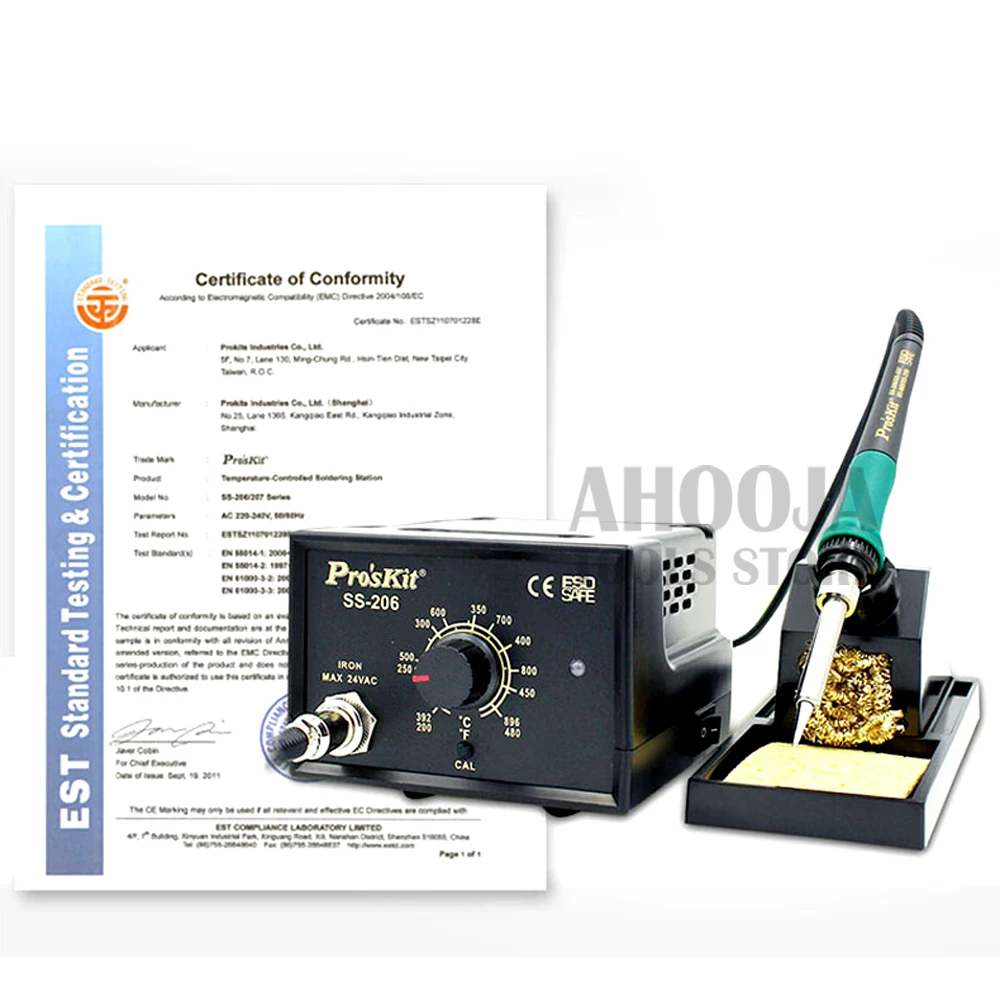 Pro'skit антистатическое управление температурой паяльная станция Регулируемая температура электросварка железа ремонт инструменты