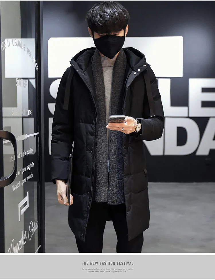 Amoy Supply of Goods New Products Men High Quality Winter Large Size Mid-length Cotton-padded Clothes Warm Thick Men's Solid Col