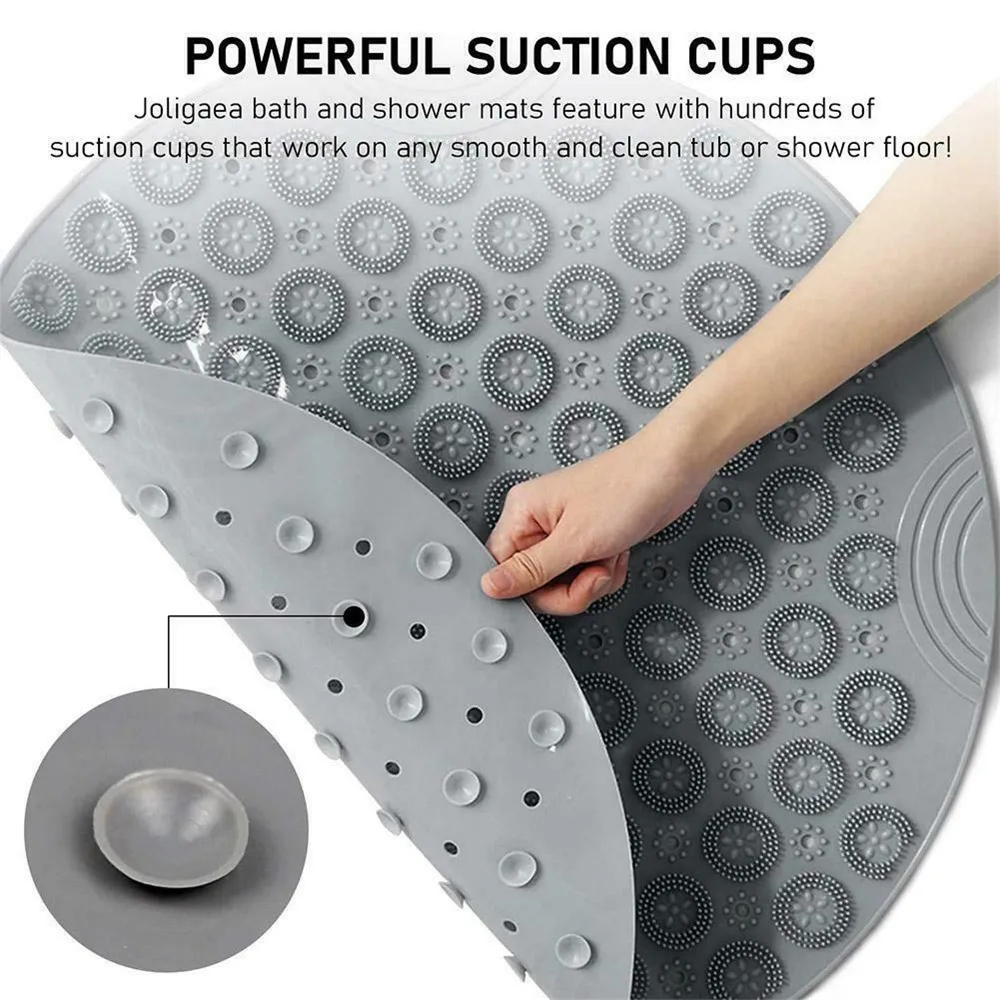 Textured Surface Round Shower Mat Anti-slip Bath Mats With Drain