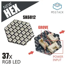 M5Stack HEX RGB светодиодный щит с SK6812 37 шт. светодиодный порт и вход питания совместим с M5Stack UI-Flow