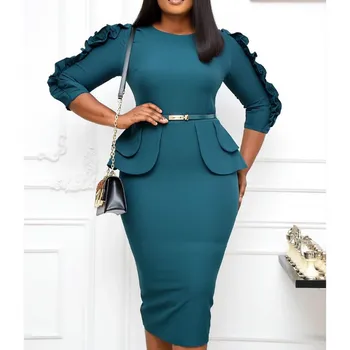 Slim Ruffles Elegant Office Wear Elastic Sheath New Tight Robes 1