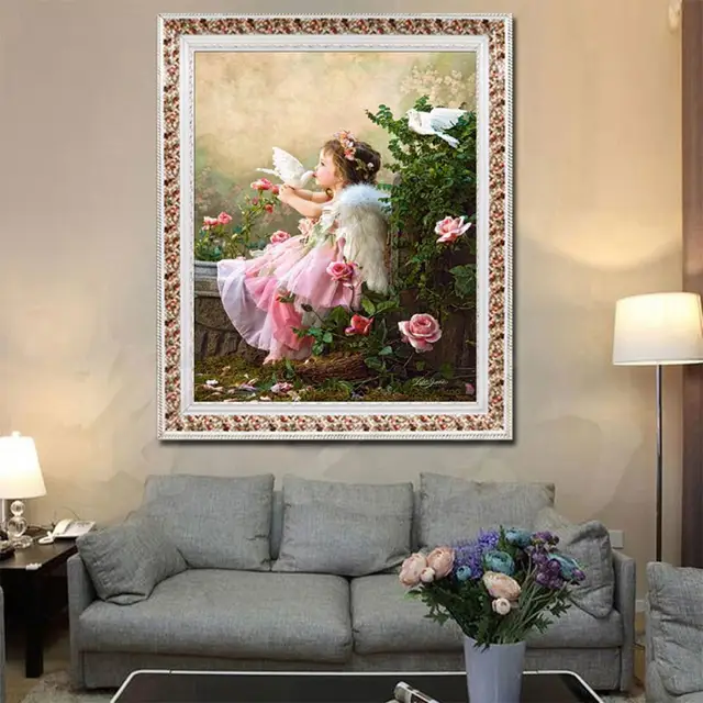 40x30cm 5D Girl Kiss pigeon Diamond Painting Embroidery Full Square&Round Diamond DIY Cross Stitch Home Decor Gift 3