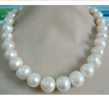 

Jewelry Free Shipping CHARMING 11-12 MM SOUTH GENUINE WHITE PEARL NECKLACE 18" Yellow clasp