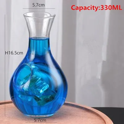 330ML Японский хрустальный стеклянный винный графин с отверстием для большого пальца стеклянный кувшин для льда хомяк гнездо винный контейнер коктейльное шампанское охлаждающие инструменты - Цвет: 330ML