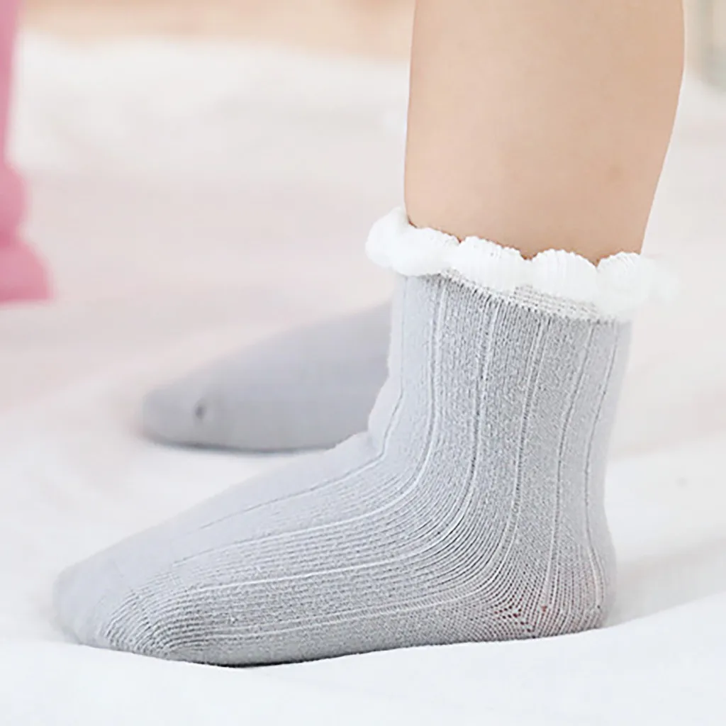 Коллекция года, носки для малышей однотонные зимние теплые носки для новорожденных, высококачественные детские носки с пышными краями для маленьких мальчиков и девочек Recien Nacido