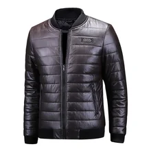 Куртка из искусственной кожи, Мужская Зимняя Толстая куртка в стиле панк, куртка-бомбер больших размеров 4XL, короткое пальто, черная верхняя одежда, хлопковая одежда