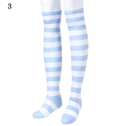 Elastic Over Knee Stripe Stockings Women Warm Fashion Knitted Cotton Cute Long Socks Casual Thigh High 12 Colors