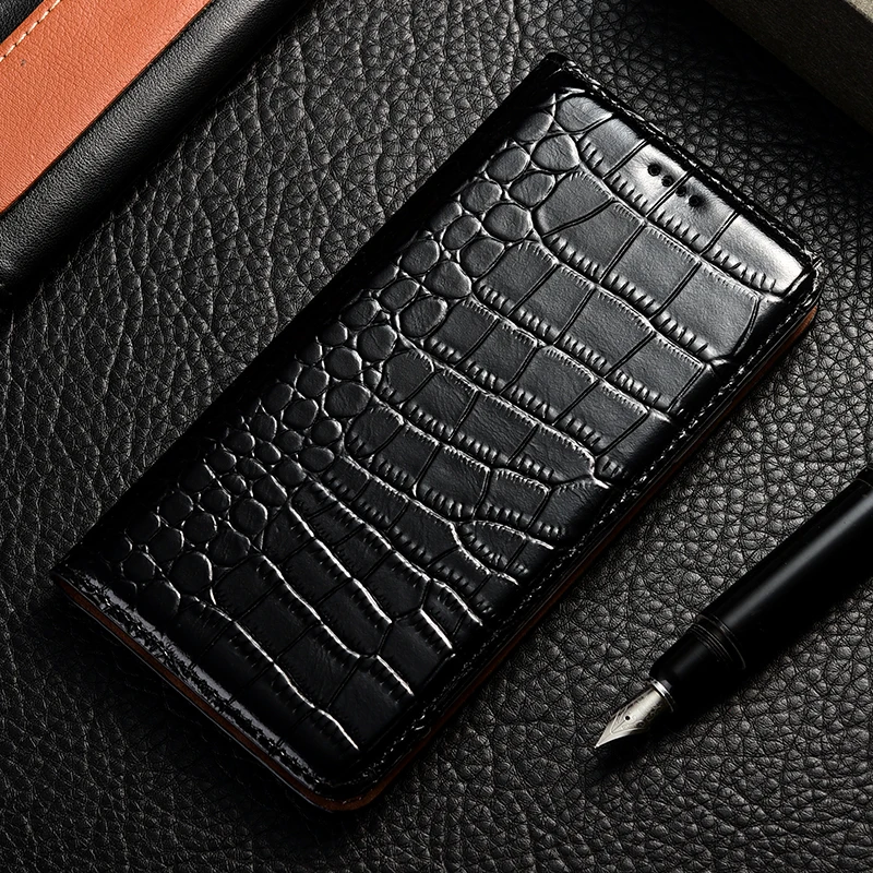 Роскошный чехол из натуральной крокодиловой кожи с откидной крышкой для Xiaomi mi Note Max mi x 2 2S 3 Play PocoPhone F1 Black Shark 2 чехол для сотового телефона - Цвет: Black