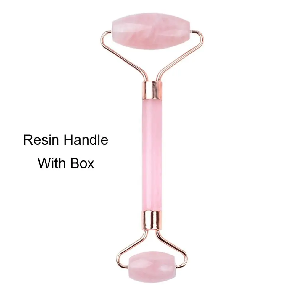 Resin Handle Натуральный нефрит для массажа лица Кристалл Камень Нефрит для лифтинга лица ролик для удаления морщин уход за кожей розовый нефрит камень для лица ролик - Цвет: Resin Handle