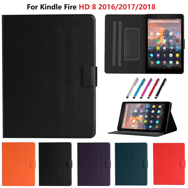 PU Leather Case For Amazon Kindle Fire HD 8 Case 2018 2017 2016 Smart