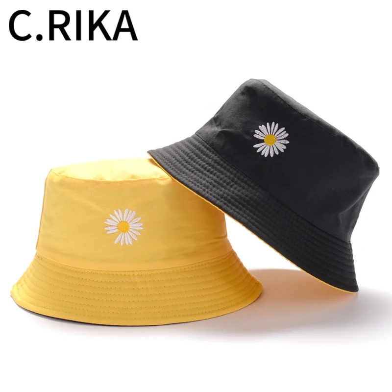 Мужская и женская летняя шляпа GD Daisy Bucket Hat двухсторонняя Панама с козырьком от