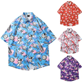 

Print Hot Sell Men's Beach Shirt Fashion Short Sleeve Floral Loose Casual Shirts Hawaiian Men printed shirt Multicolor optional