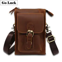 GO-LUCK бренд Crazy Horse из натуральной кожи мужская сумка через плечо сумка для путешествий поясной ремень поперечная нательная сумка Мобильный