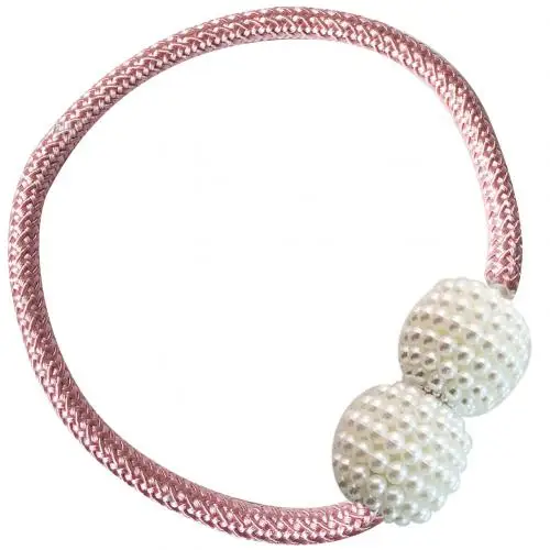 Горячая искусственные жемчужные бусины плетение веревка Магнитный занавес Tieback кольцо держатель домашний декор аксессуары для украшения штор - Color: Pink