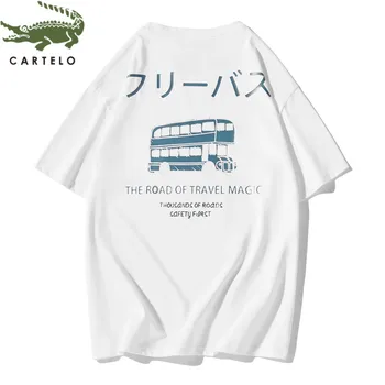 

CARTELO men's clothing new summer fashion casual simple style round neck cotton breathable letter printed T-shirt