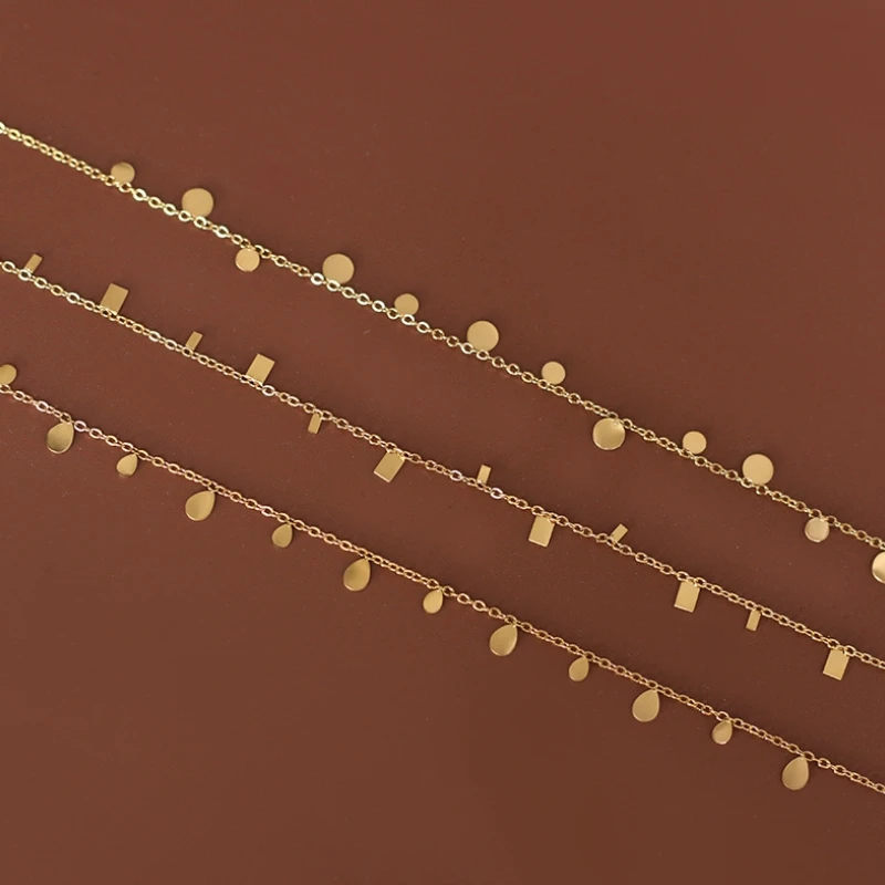 Stainless Steel Round Gold Disc Coin Choker Necklace For Women 14k gold Tassel Coins Charms Necklace collar Gift for Female