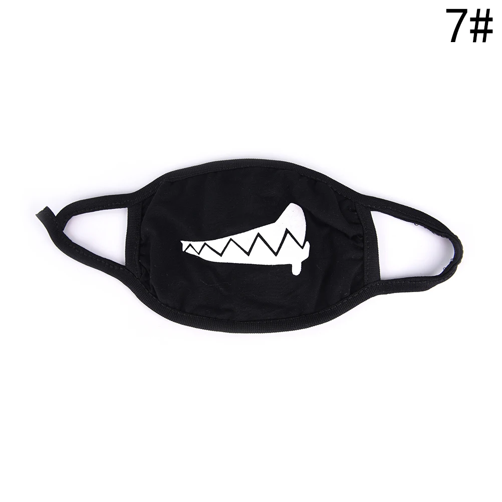 1PCS Women Men Black Anti-Dust Cotton Cute Bear Anime Cartoon Mouth Mask Kpop teeth mouth Fashion Muffle Face Mouth Masks - Color: 7