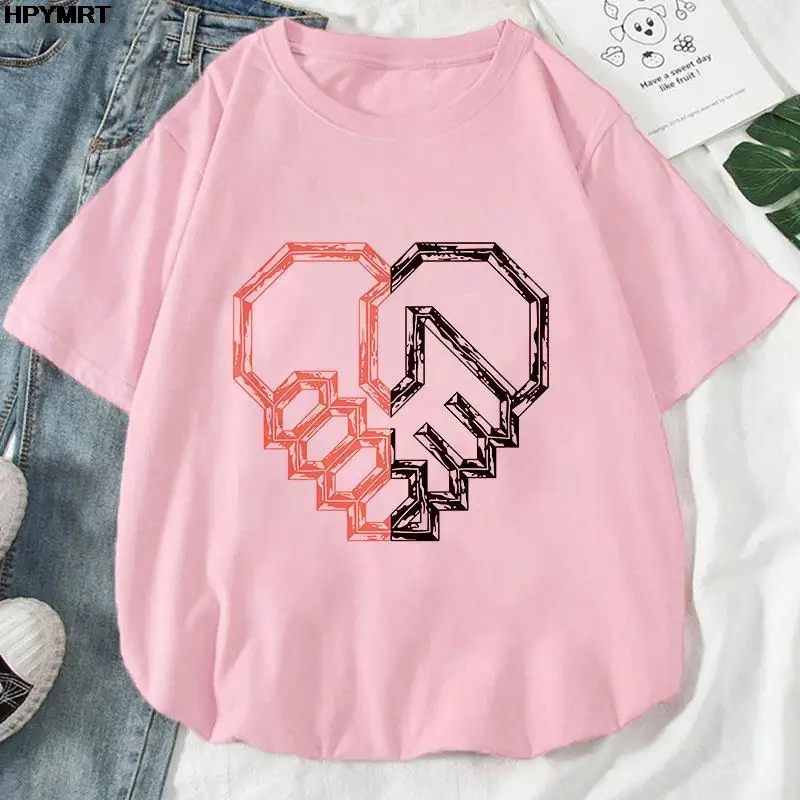 I Love You Letter Print Tshirt Women Casual Sweat Loose Tee Clothes Oversize Summer Crewneck Tops Simplicity Womens T-Shirt Tops t shirt oversize