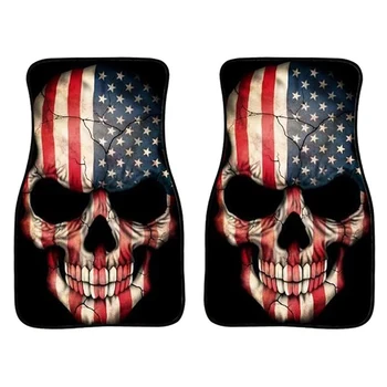 

2PCS Skull Car Floor Mats Universal Auto Skull Printed Foot Mats Front 2 Piece