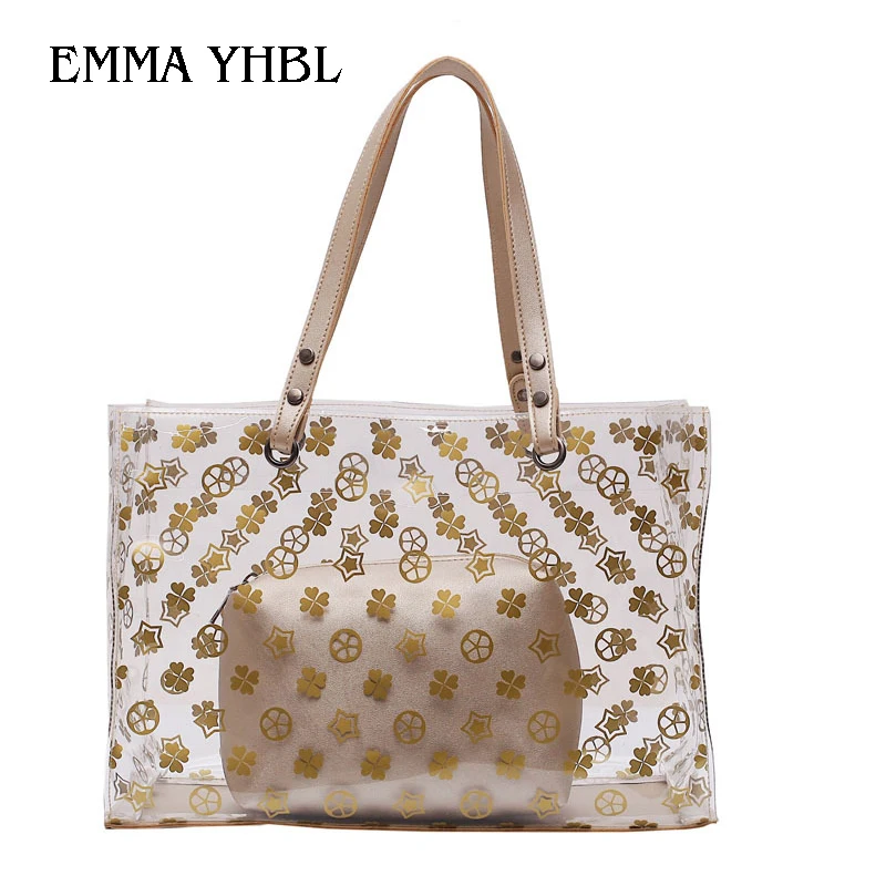 

EMMA YHBL Summer 2019 New Fashion Handbag Large Volume Tote Bag Korean Temperament Single Shoulder Bag Transparent Jelly Bag