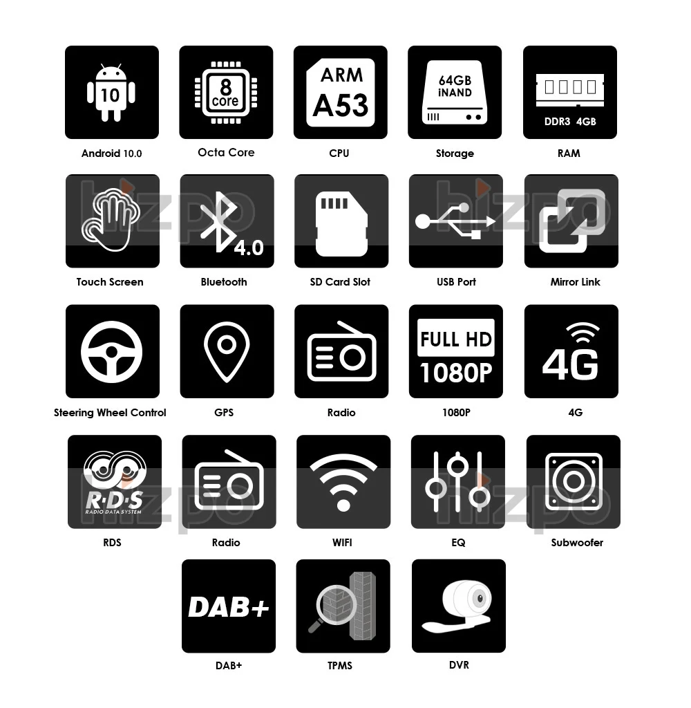 Android 10.0 8 Octa Core PX5 4 Gram 64 Grom Auto No Dvd Radio 2din Universale di Navigazione Gps Au
