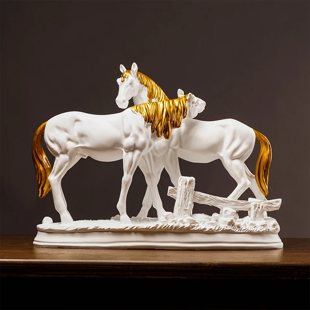 Feng Shui desk Resin Horse Figurines Animal Statue Vintage Home Decor bookshelf Crafts Ornaments office Decoration Accessories