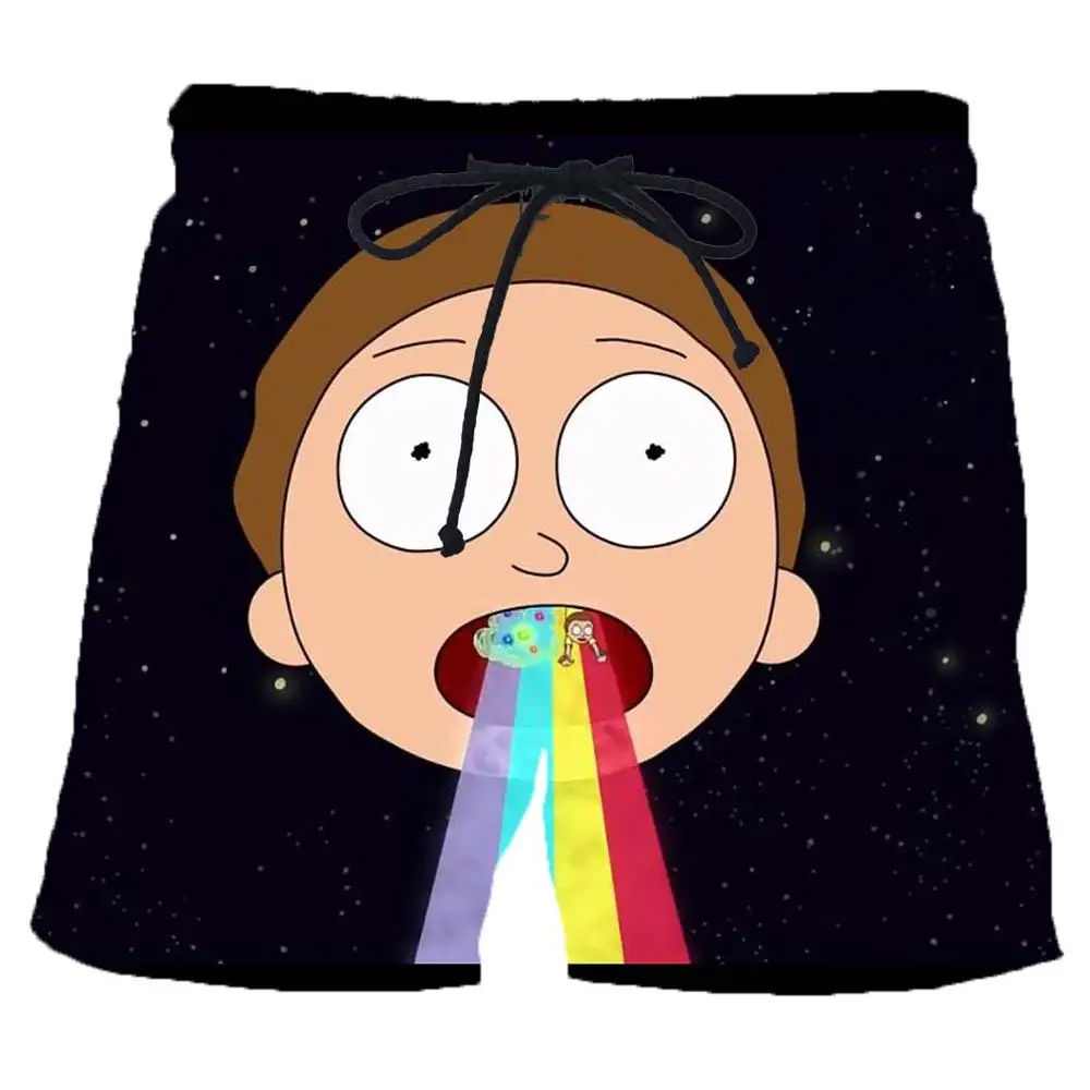 Харадзюку стиль летние мужские пляжные шорты аниме Рик и Моти 3D Печатные шорты тренд хип хоп унисекс шорты Повседневная мужская одежда