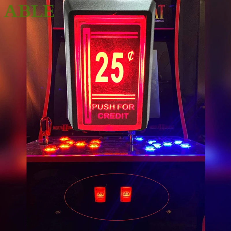 1pcs 25 cents Credit button Rectangle 12V /5V LED Illuminated Arcade Coin Operated Game Push Buttons with Micro Switch 1pcs d2hw chevrolet malibu car switch p gear micro switch left and right buttons