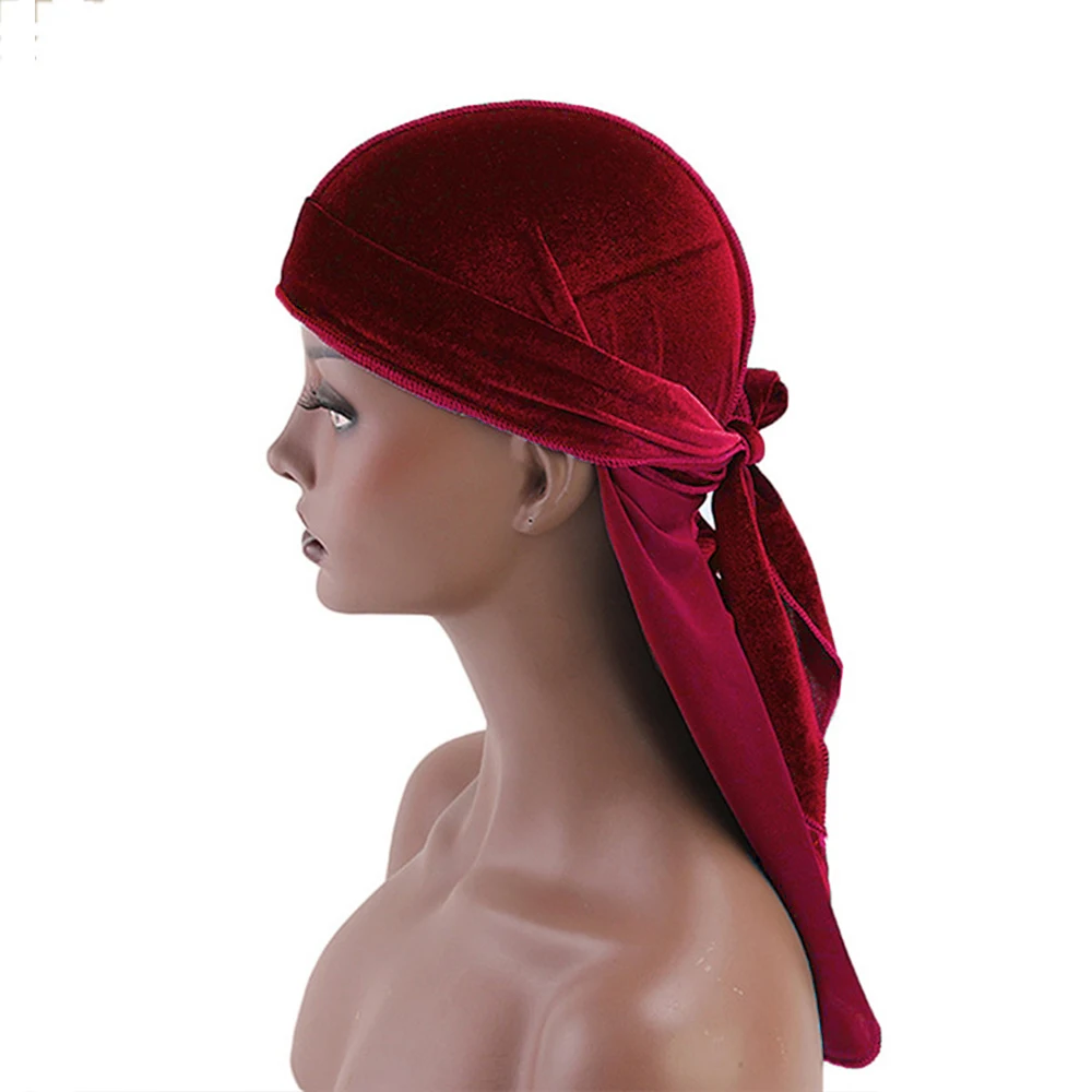WENYUJH длинный хвост шелковый шарф Мусульманский Doo Rag пиратская шляпа Durag Кепка chemo Череп Шляпа Тюрбан повязка для волос банданы 12 цветов на выбор