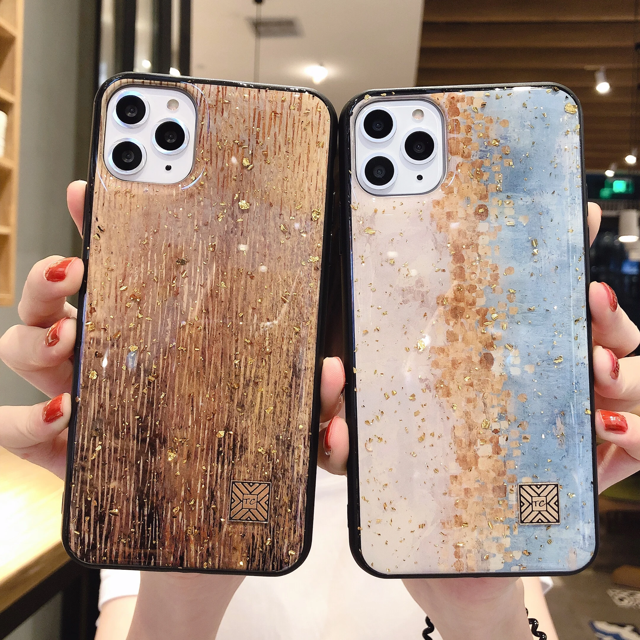 Золотой фольга мрамор чехол для телефона iPhone 11 Pro XS Max XR X 7 8 Plus 6 6s Вода огонь блеск