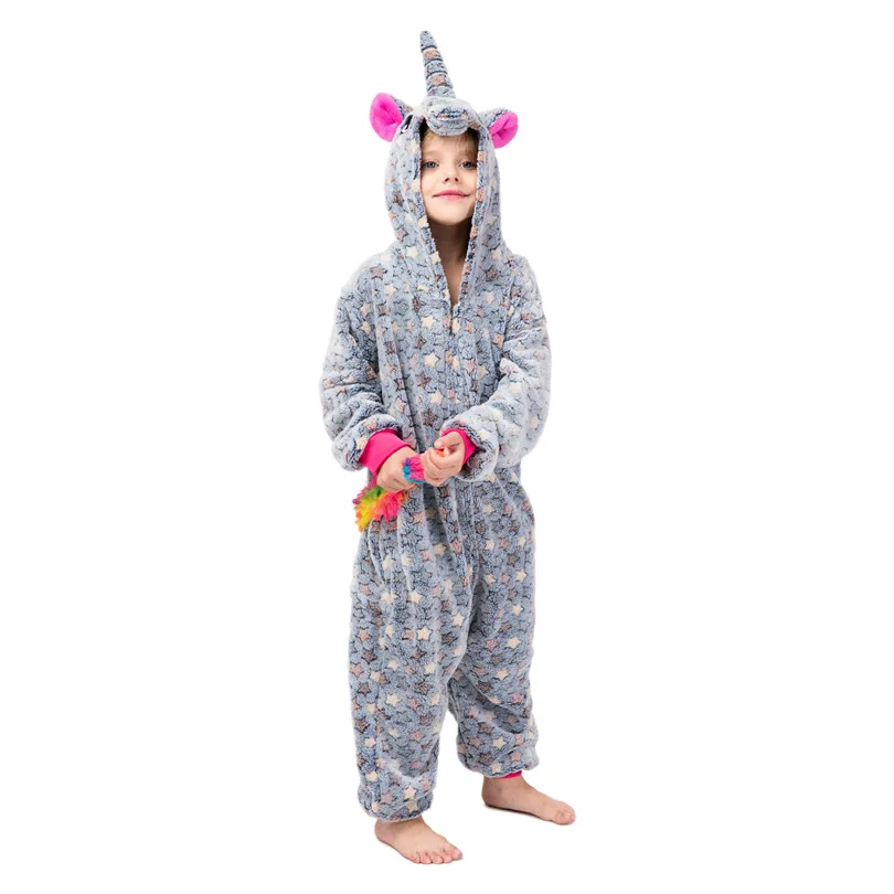 Детские пижамы с единорогом; зимняя фланелевая детская одежда для сна с животными; пижамы; детская одежда для сна; Пижама для мальчиков и девочек; детские пижамы