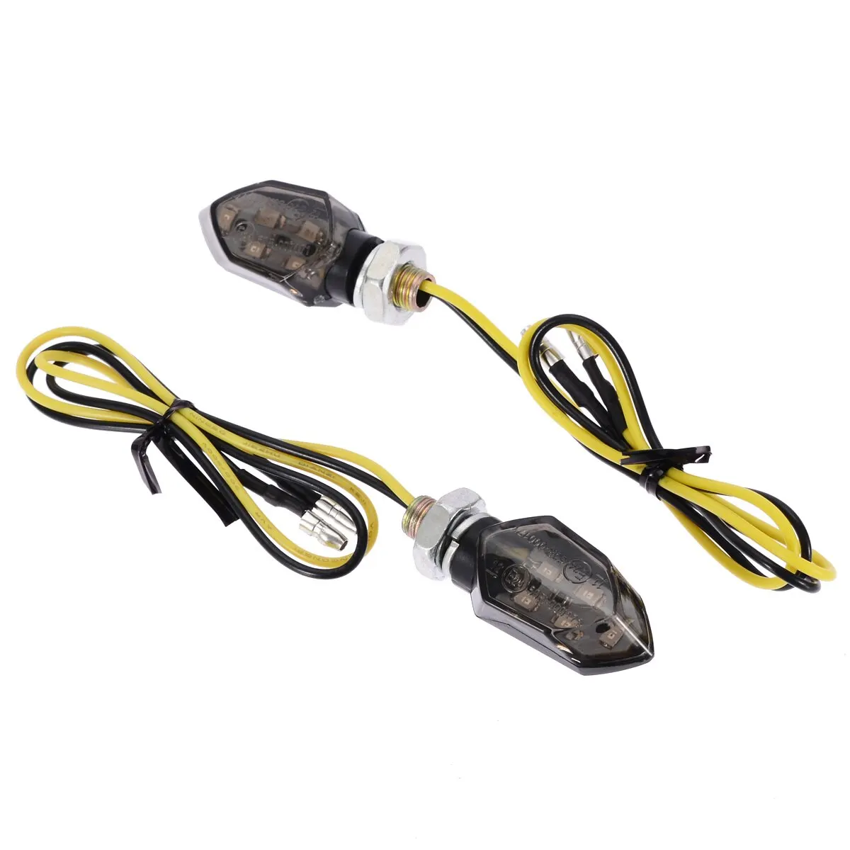 Mayitr 2pcs Mini Motorcycle 5 SMD LED Smoke Lens Turn Signal Indicator Light Blinker Amber Lamp For Honda For Suzuki
