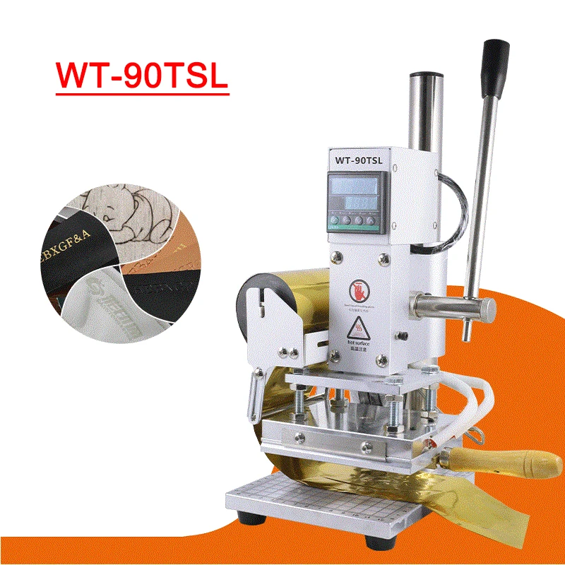 

WT-90T/WT-90CT ручная цифровая машина для горячего тиснения фольгой 500W кожа тиснение бронзового цвета инструмент напольное покрытие из дерева, ПВХ, Бумага DIY Пресс