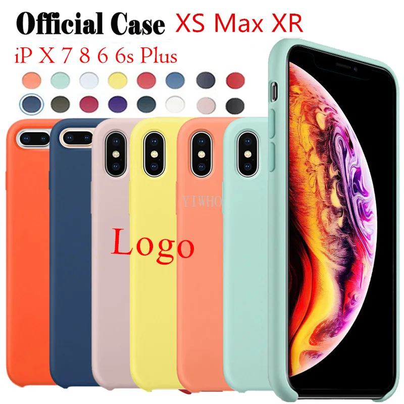 

Original Official Silicone Case for IPhone X XS Max XR with LOGO Back Case for Apple IPhone 7 8 Plus Case for IPhone 6 6S Cover