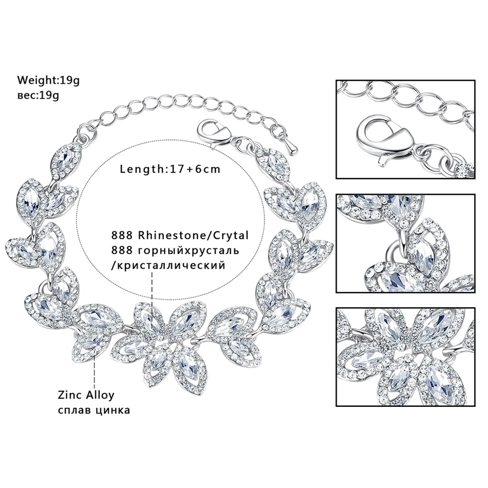 Minmin сверкающий листовой набор свадебных ювелирных изделий роскошный свадебный серебряный цвет кристалл серьги браслет наборы для женщин MEH1566+ SL046