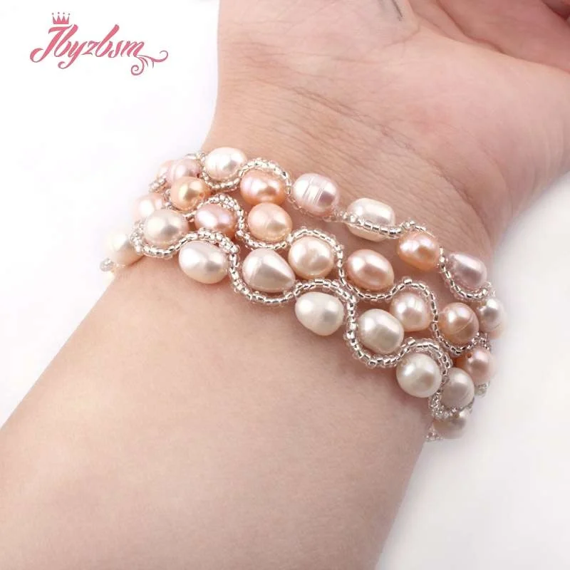 5x6-7x8mm Cuentas De Piedra De Perlas Natural De Agua Dulce Ovaladas Hechas A Mano Moda Para Mujer Pulseras De Regalo De Navidad 6,5 "1 Uds - AliExprs