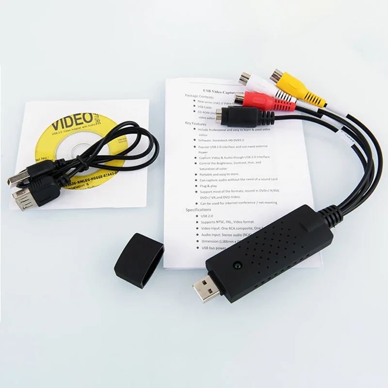Высококачественный портативный USB 2,0 преобразователь аудиовизуальных систем для захвата данных адаптер для Win7/8/XP/Vista