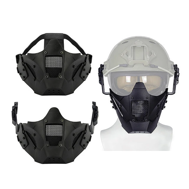 

Black New Airsoft Iron Warrior Half Face Mask Cs Sling Use With Fast Helmet Protect Cycling
