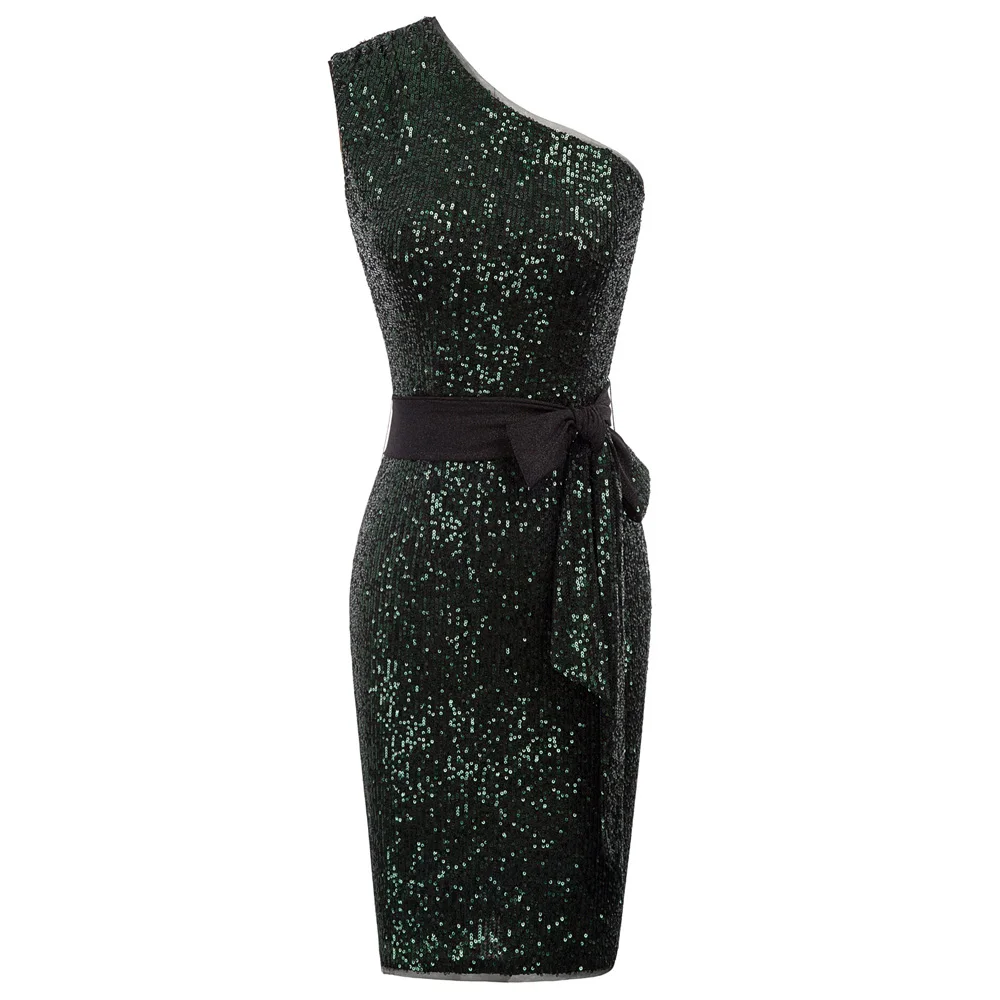 Пикантные Для женщин платья сверкающими пайетками летние ремень сплошной цвет