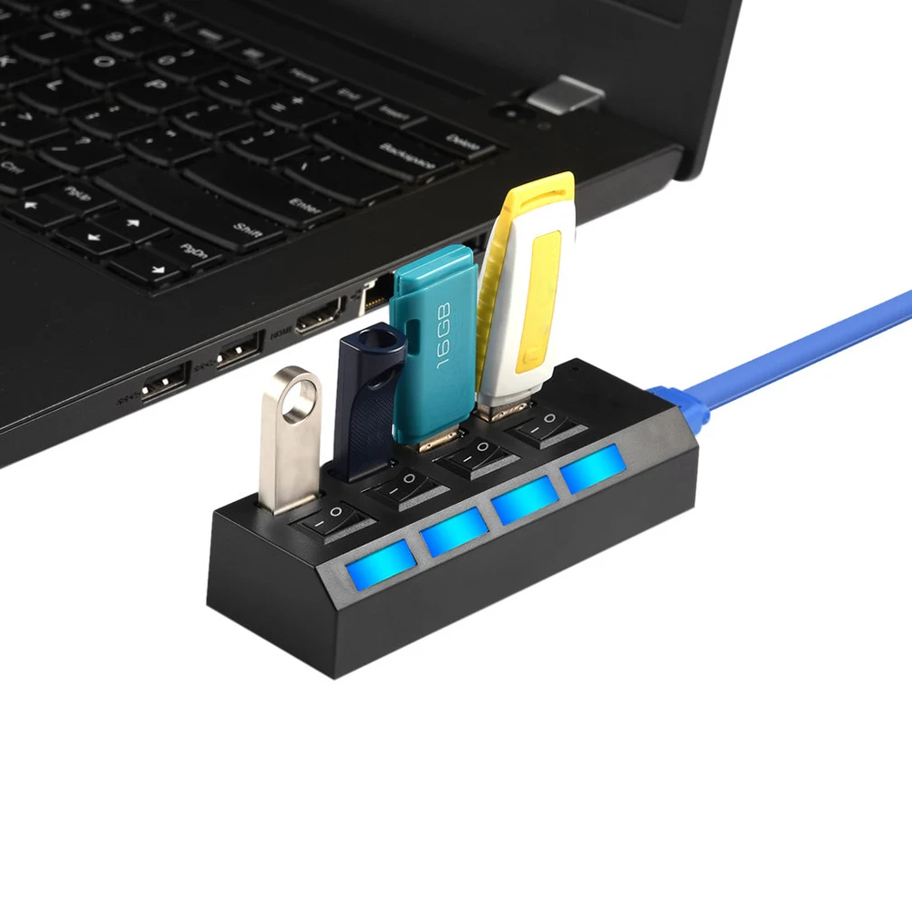 USB 3,0 концентратор Мульти USB разветвитель 4 порта расширитель несколько USB 3 Hab с адаптером питания USB3.0 концентратор с переключателем для ПК