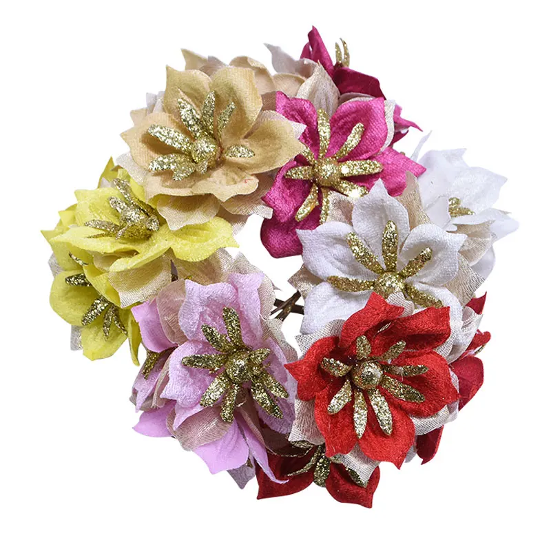 

Shiny Glitter Silk Flower Gardenia Artificial Flower For Home Decor DIY Scrapbooking Craft Wedding Party Decoration 2/3Bouquet