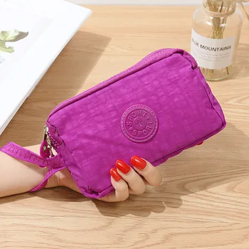

2020 Women's Small Change Short Mobile Phone Bag Three-layer Zipper Horizontal Style Fashionable Coin Purse Little Girl Purses