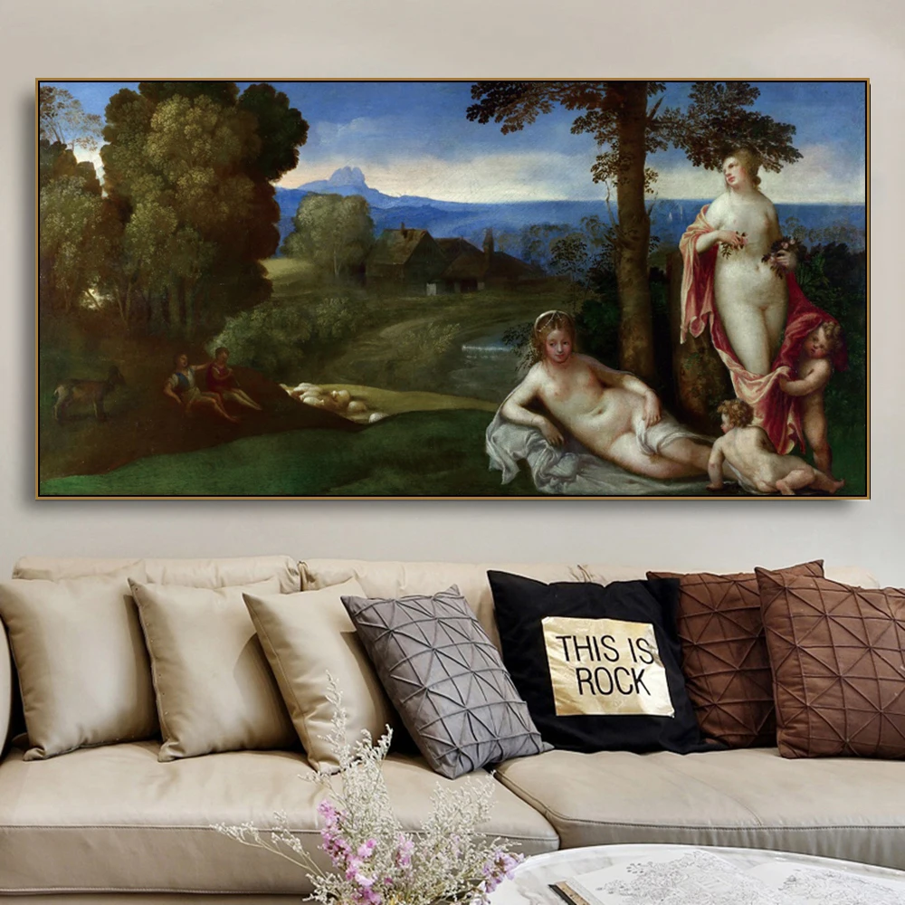 

Cassisy Canvas Oil PaintingNymphs and Children in a Landscape with ShepherdsGiorgione Art Picture Wall Decor Home Decoration