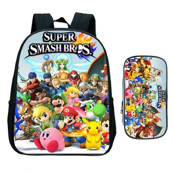

2pcs Set Hot Game Super Mario Smash Bros Children Backpack Bag Kindergarten Girls Boys Gifts Cute Cartoon Kids School Bags
