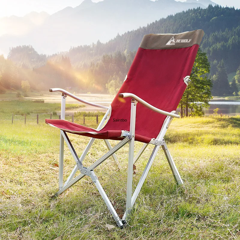 

Outdoor Super Light Extended Lunch Reclining Chair Self Driving Tour Leisure Fishing Chair Aluminum Alloy Folding Camping Chair