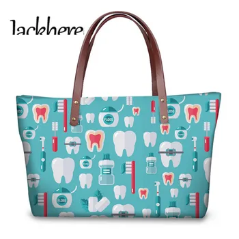 

Jackherelook Dentist Print Cute Tooth Pattern Top-handle Bags Ladies Hand Bags Female Travel Shoulder Tote Bags Mujer