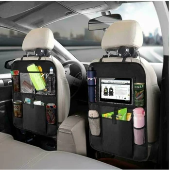 

6 Storage Pockets Backseat Car Organizer Kick Mats Back Seat Protector Back Seat Organizer for Kids Car Travel