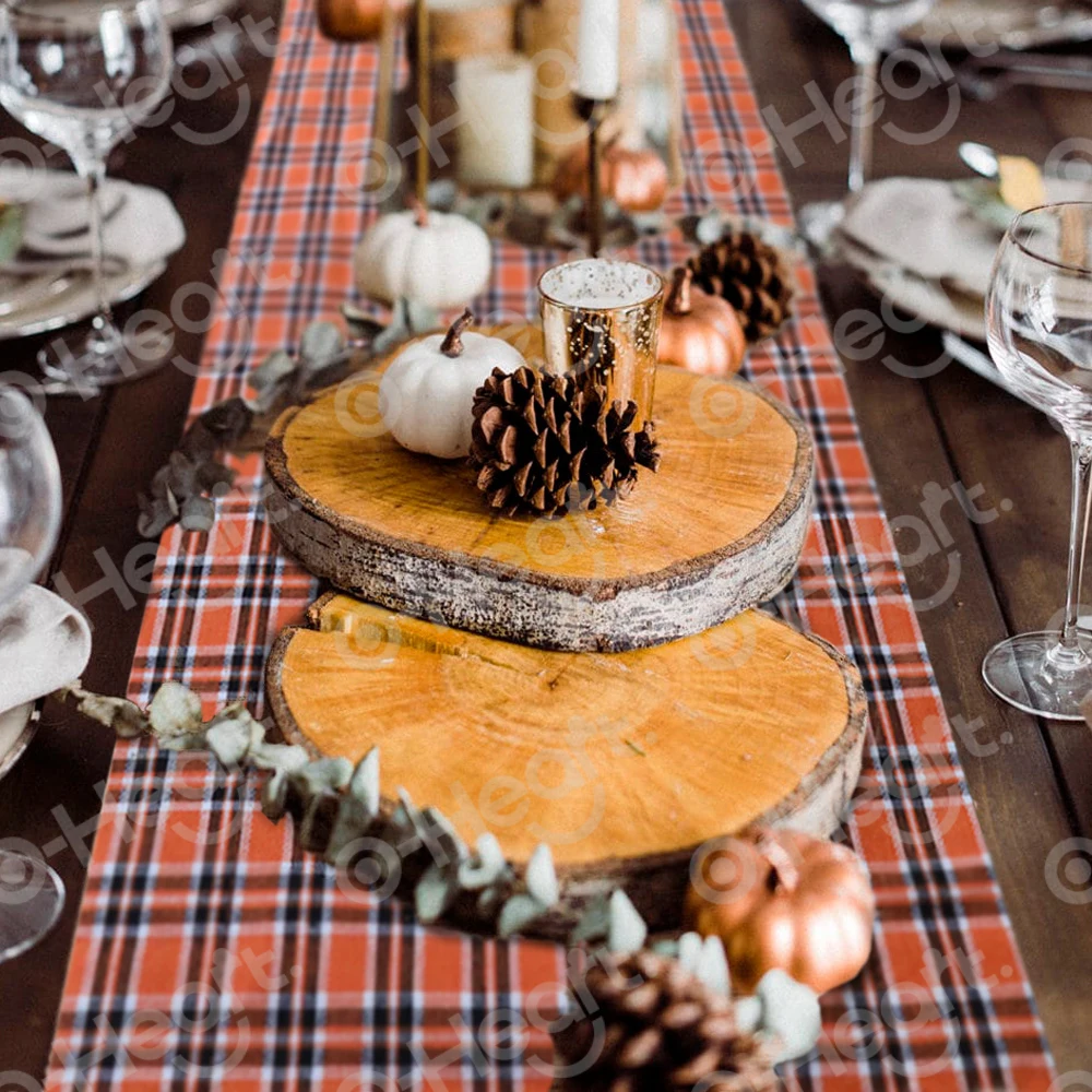 Buffalo Plaid Table Runners Halloween Party Decoration Orange Black Table Runner for Party Tablecloth Haunted House Halloween