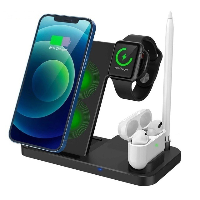 Fast Qi Wireless Charger Stand For iPhone 12 11 XS XR X 8 3 in 1 Charging Dock Station for Apple Watch 6 SE 5 4 Airpods Pro